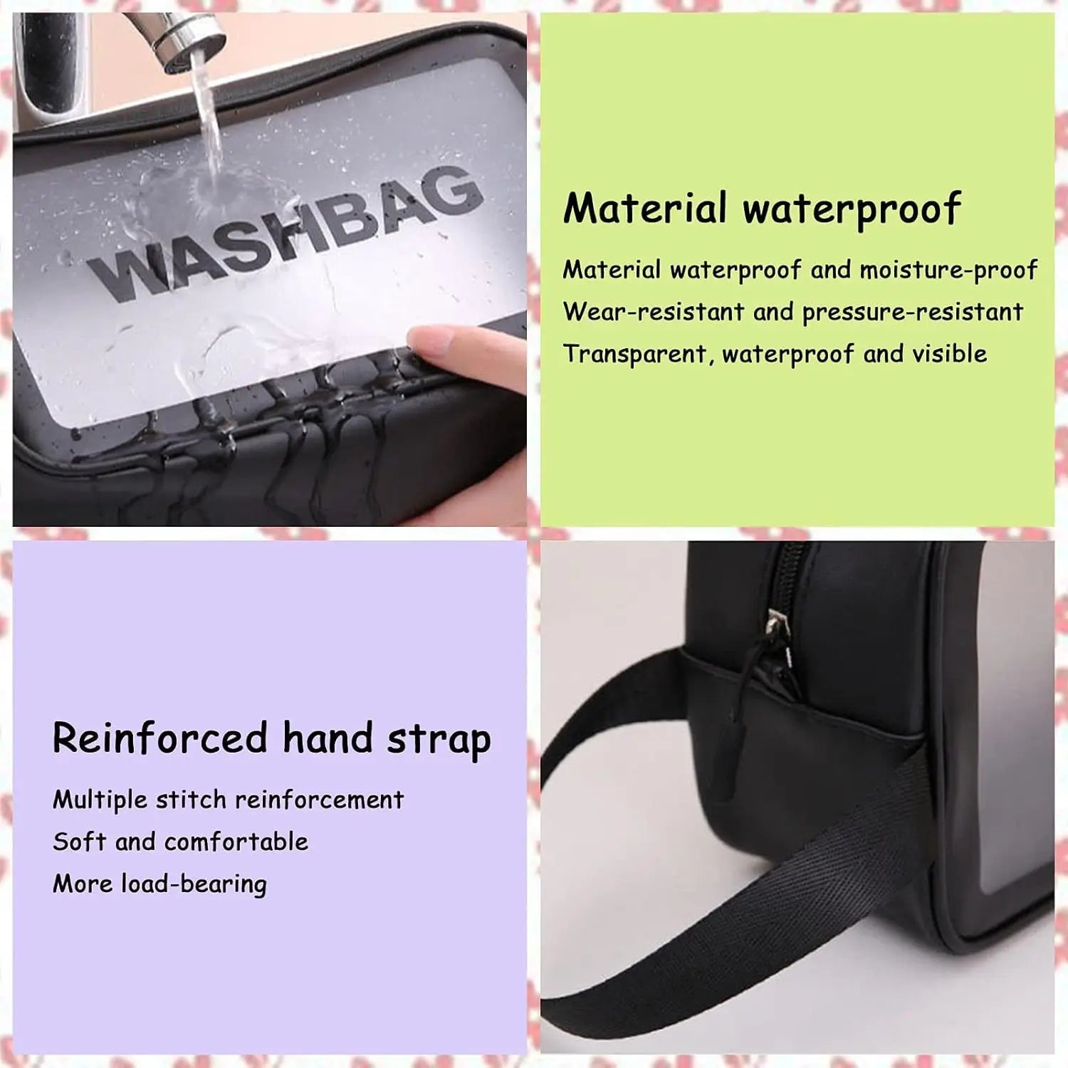 1/3pcs Transparent Makeup And Toiletries Bag, Large Capacity Pvc Semi Transparent Frosted Portable Storage Bag