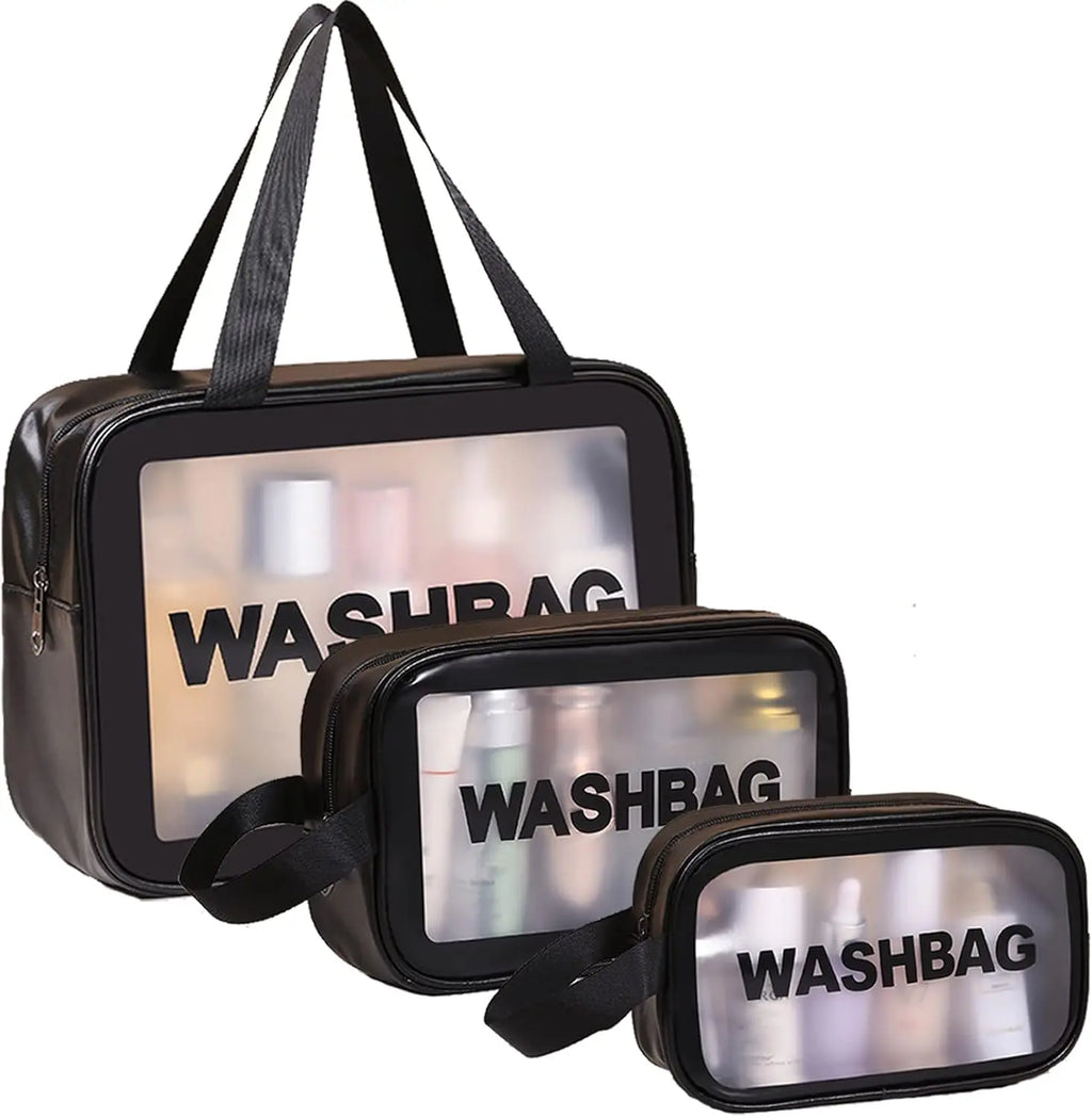 1/3pcs Transparent Makeup And Toiletries Bag, Large Capacity Pvc Semi Transparent Frosted Portable Storage Bag