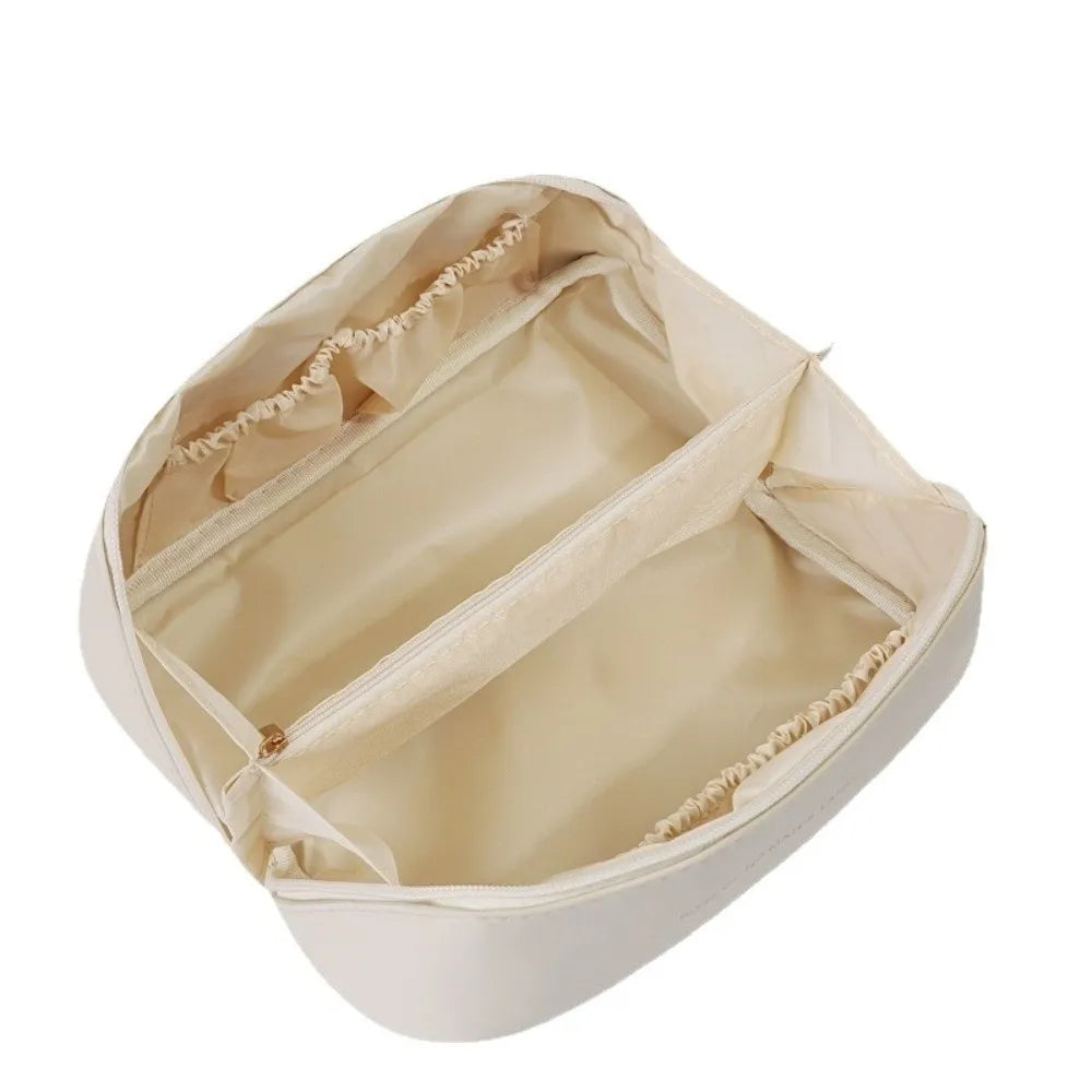 Fashion Portable Tote Makeup Bag Pillow PU Cosmetic Bag Multi-compartment Large Capacity Toiletry Kit Bag