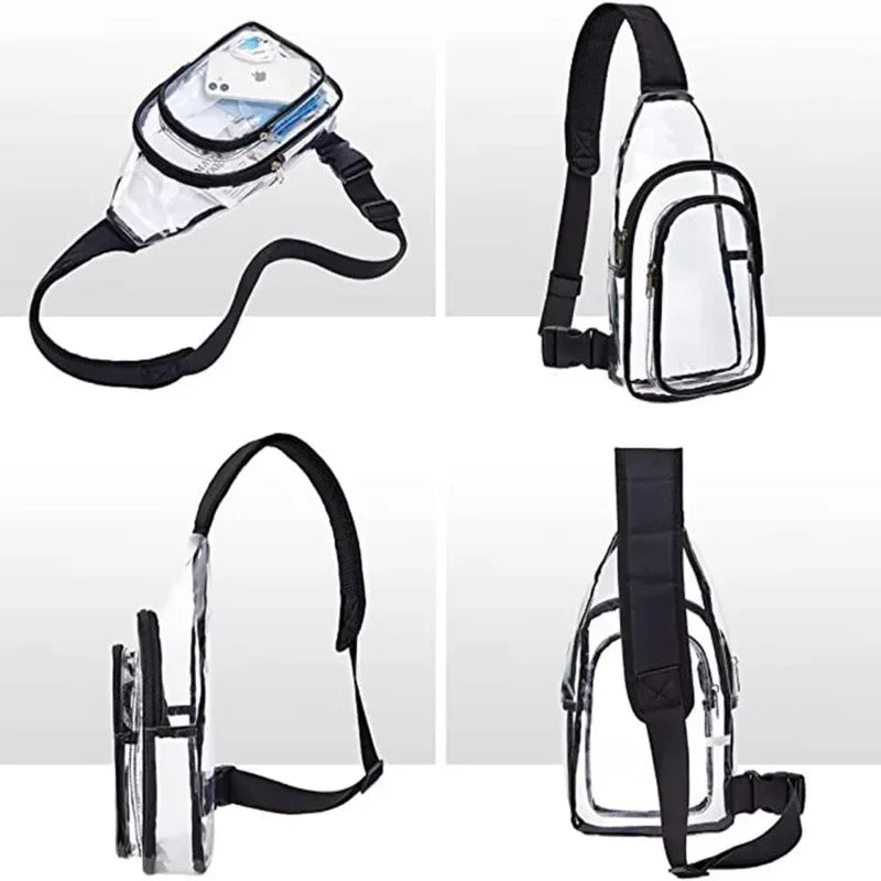 Event Concert Clear Shoulder bag Casual Clear Chest Bag Women Men Waterproof Transparent PVC Crossbody Travel Pouch Outdoor Sports Phone Sling Shoulder Bag