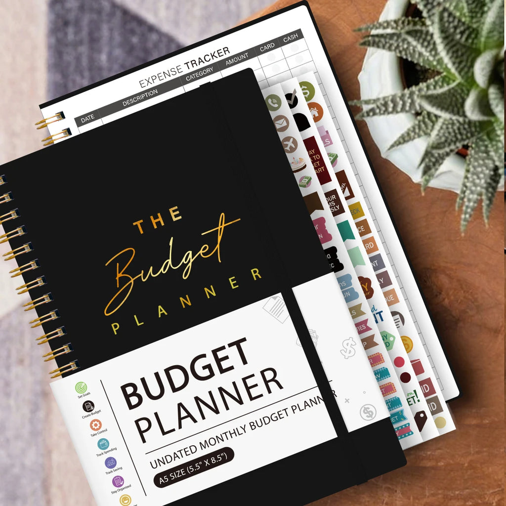 Business Budget Planner Book with 3 Sheets Stickers, Undated Monthly Finance Organizer, Budget Journal for Money Management, Cash Flow
