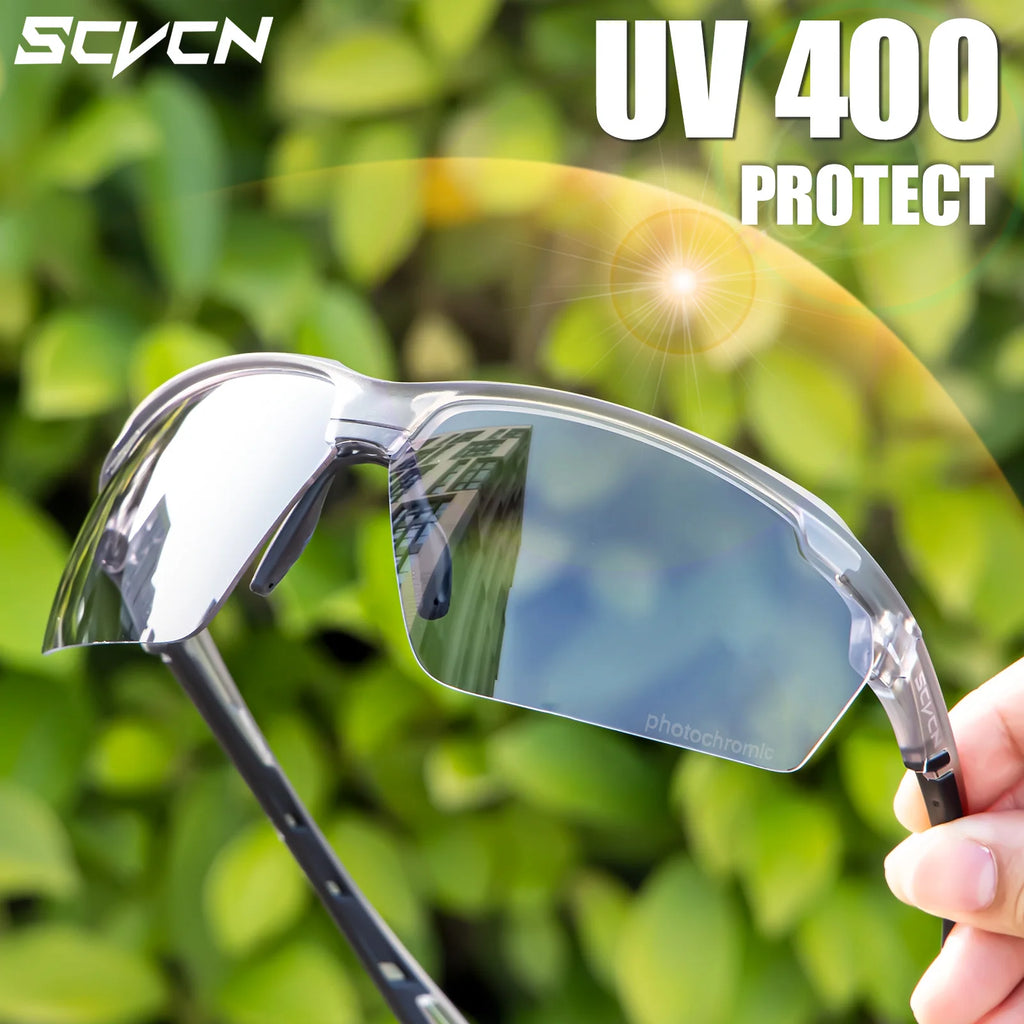 SCVCN Photochromic Cycling Glasses Outdoor Running Construction Sunglasses Men Shockproof Tactical Goggles Outdoor Airsoft Shooting Glasses