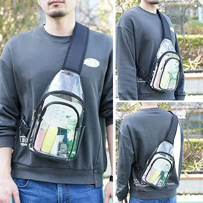 Clear Event Concert Transparent Crossbody Bag for Women Men School Trips Causal Outdoor Travel Chest Bag Large Capacity Shoulder Handbag Messenger Bags