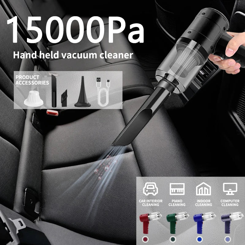Handheld Car Vacuum Cleaner, 15000PA Portable Cordless, Dual use of blowing and suctionMulti-Nozzles, for Car, Home, Pet, Office