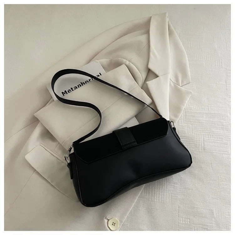 Elegant Two Tone Crossbody Bags with Silver Buckle, Minimalist Flap Design Versatile Chic Shoulder Purse for Office Casual Daily