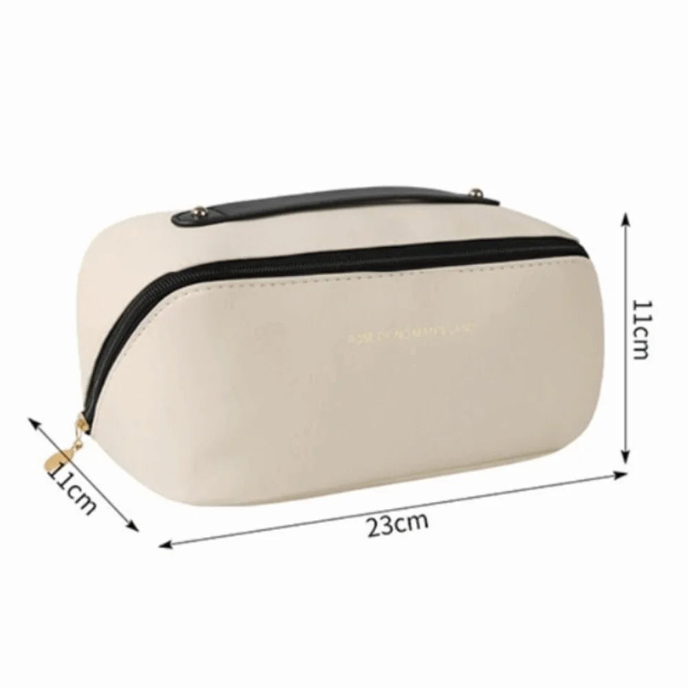 Fashion Portable Tote Makeup Bag Pillow PU Cosmetic Bag Multi-compartment Large Capacity Toiletry Kit Bag