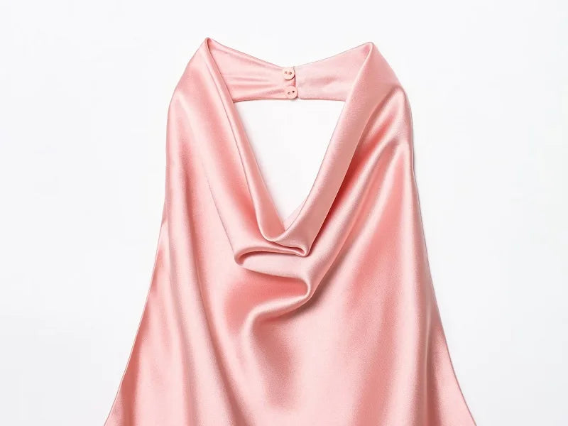 MUJER Satin Halter Tops for Women off Shoulder Backless Tops Woman 2026 Sexy Strapless Women's Tops Camisole Beach Top Female