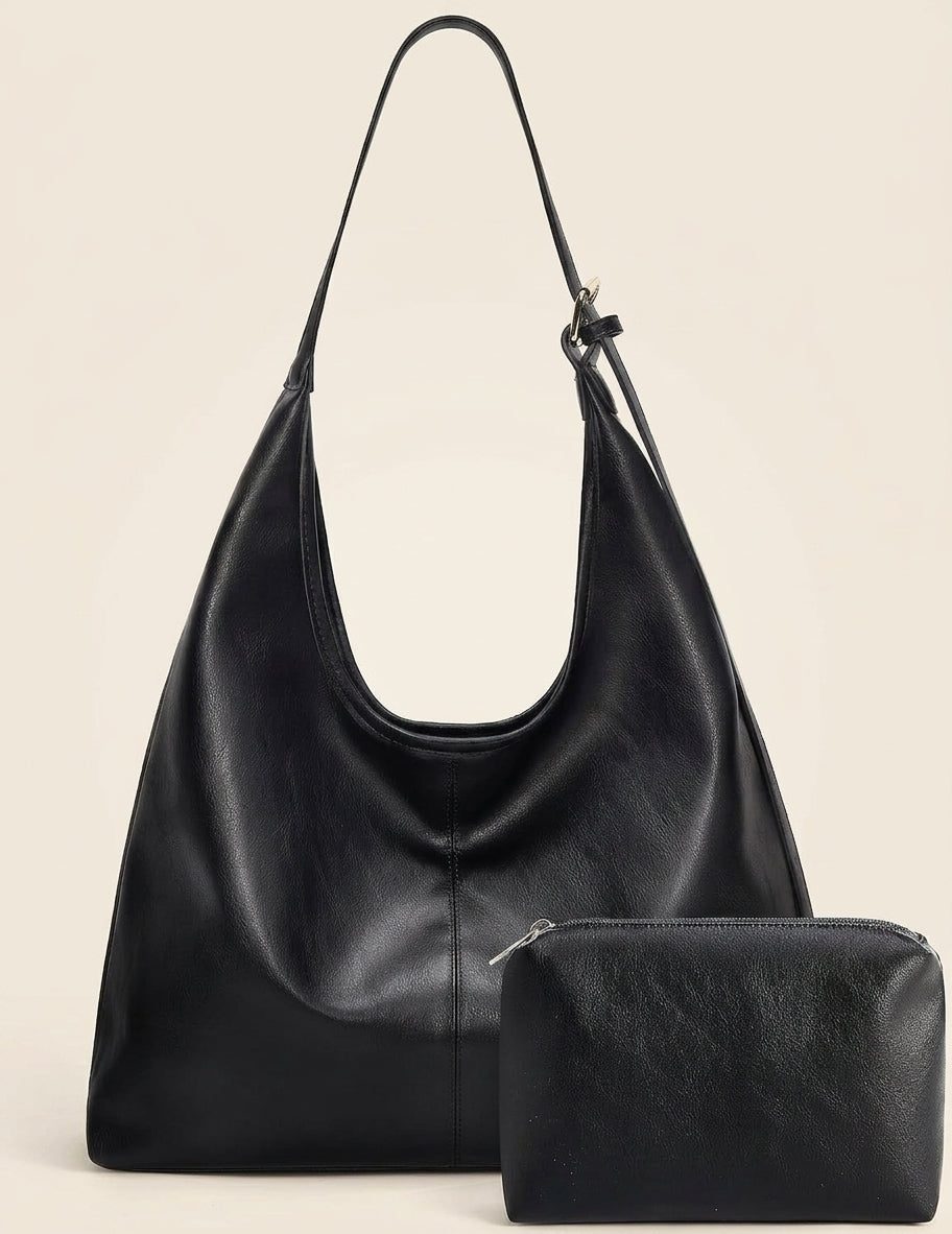 Fall Hobo Bags Purses with Makeupbag for Women, Soft Shoulder Bag Vegan Leather Tote Crossbody With makeup bag Purse Ladies Slouchy Handbag with Pouch — Studio packshot