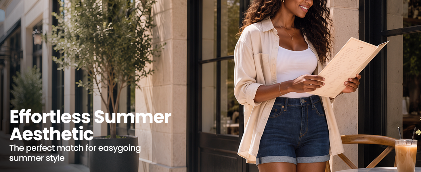 Denim Shorts with Folded Hem