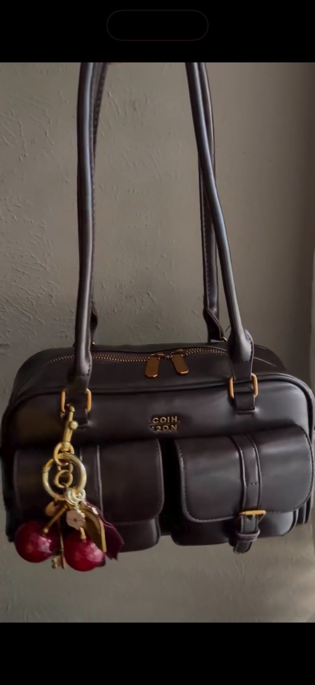 Fall Vintage Shoulder Bag for Women Trendy Top Handle PU Leather Bowler Bag Y2k Shoulder Purse Handbag with Pendant
